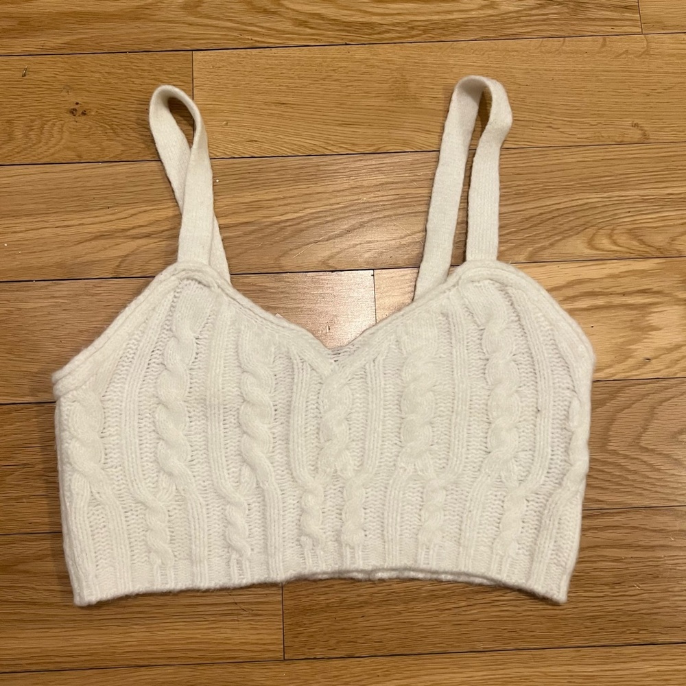 Free People White Cable Sweater Crop Top